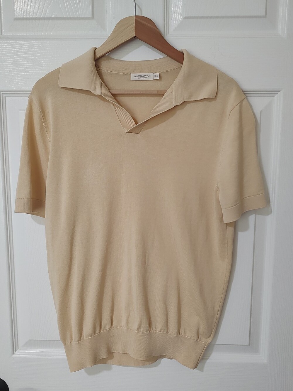 Suitsupply Buttonless Polo Cotton Silk Blend Yellow Quiet Luxury M